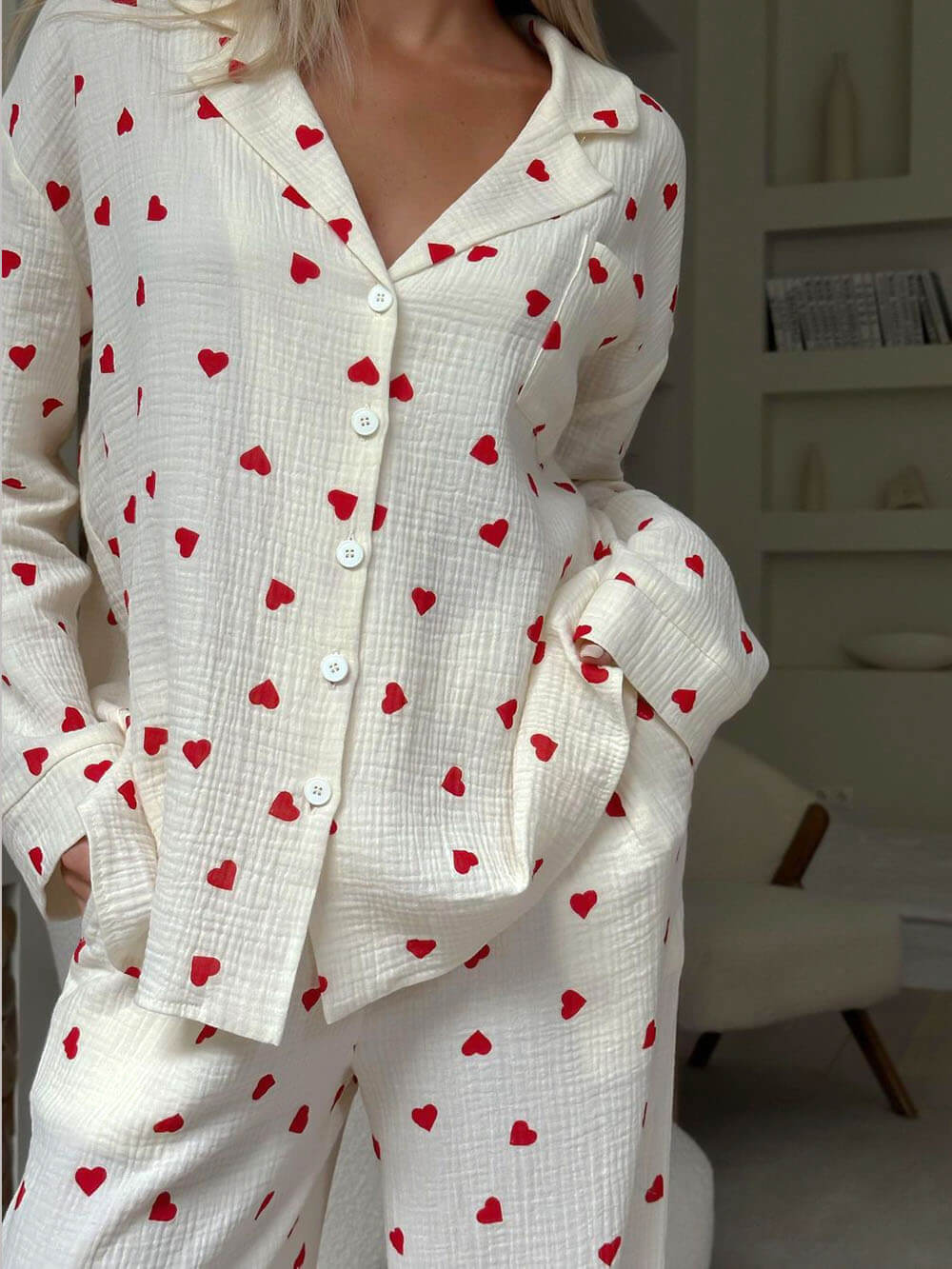 Pyjamaset met kersenmotief - Isabel