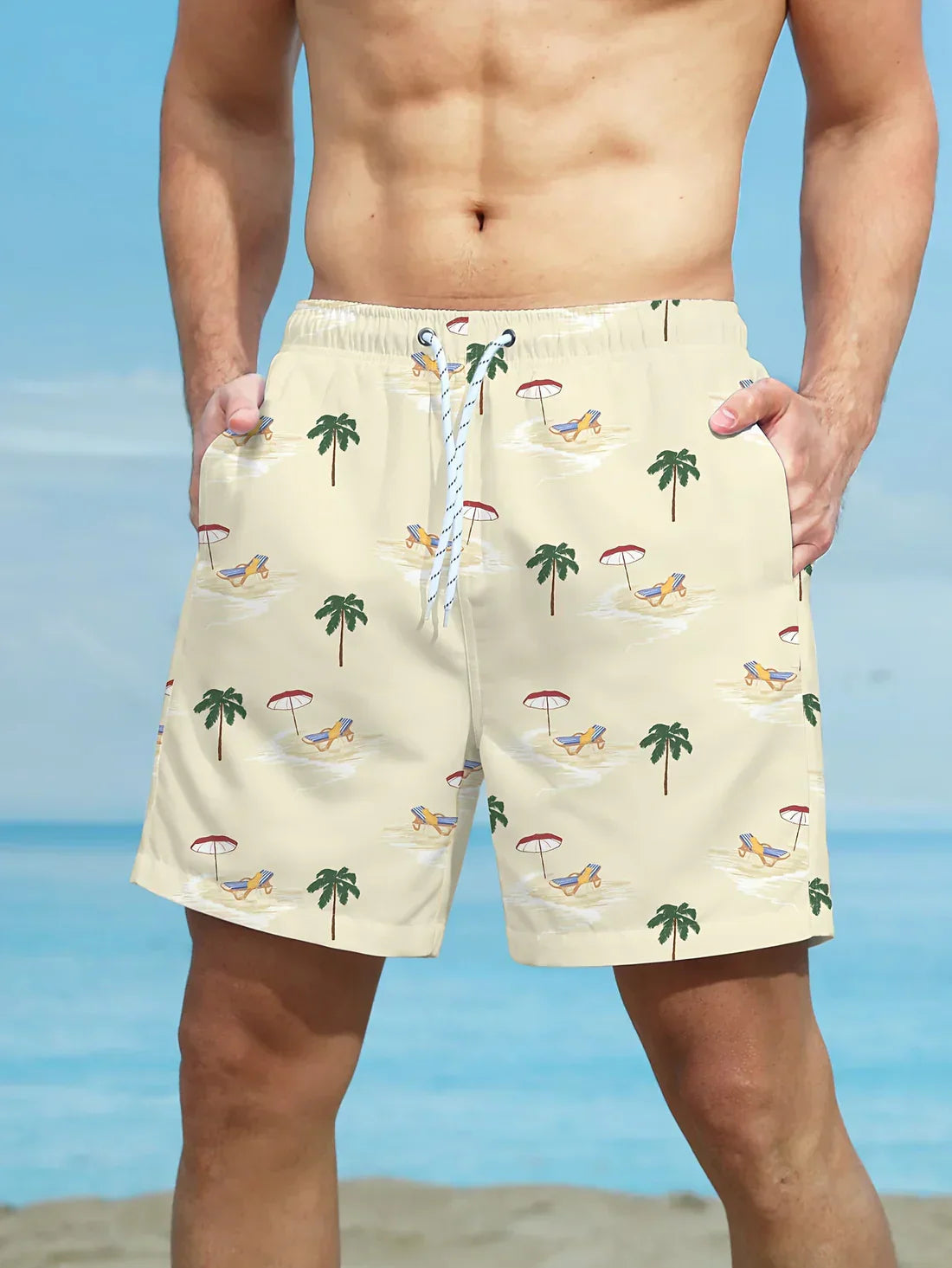 Strandshort met palmpatroon - Ivan