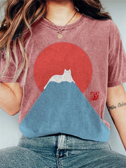 Fuji kat op berg opdruk T-shirt - Dallas