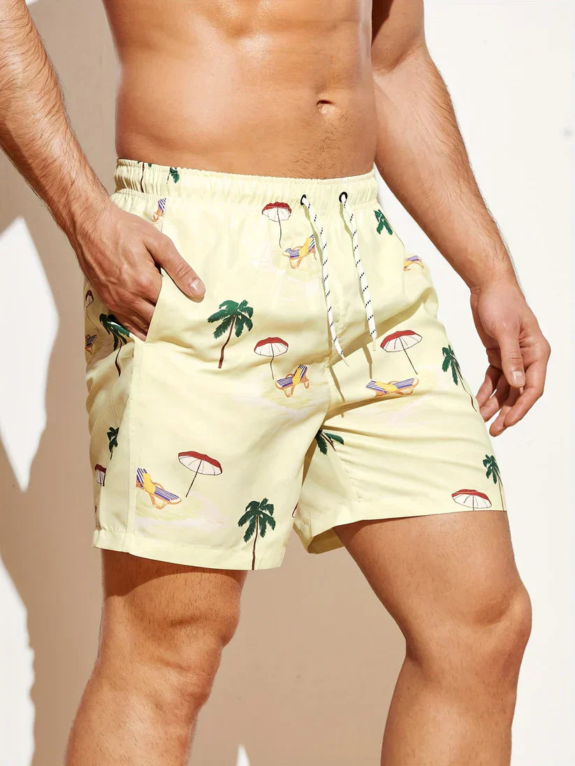 Strandshort met palmpatroon - Ivan