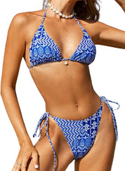 Stijlvolle bikini met bloemen- en geoprint - Louise