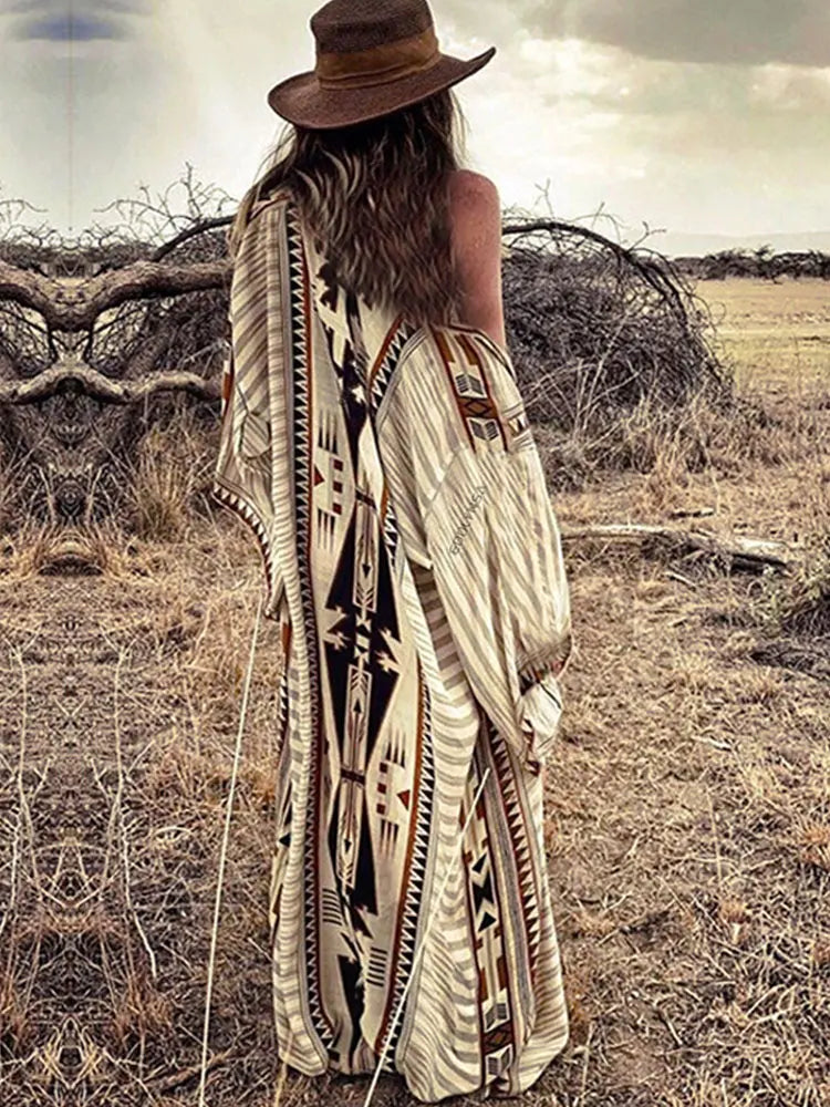 Cindy - boho bedrukte kimono strandjas