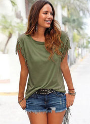 Stijlvol T-shirt met kwastmouwen - Alexa