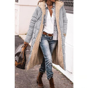 Omkeerbare sherpa fleece lange puffer jassen met capuchon - Sharna