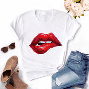 Dames-T-shirt met lippendessin - Kennedi