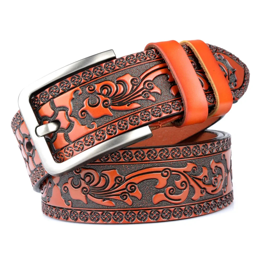Klassieke leren riem met reliëf - Kayson