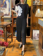 Elegante gebloemd T-shirt met ronde hals - Romina