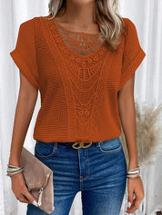 T-shirt met ronde hals en kant - Skyler