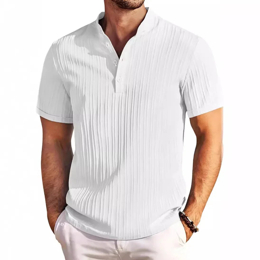 Gerimpeld stijl katoenen linnen heren-T-shirt - Kylian