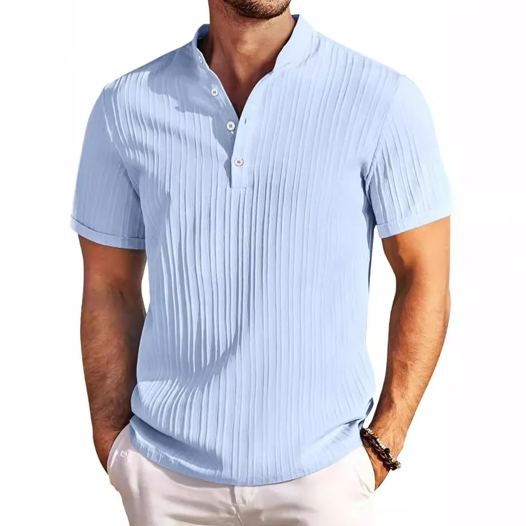 Gerimpeld stijl katoenen linnen heren-T-shirt - Kylian
