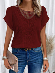 T-shirt met ronde hals en kant - Skyler
