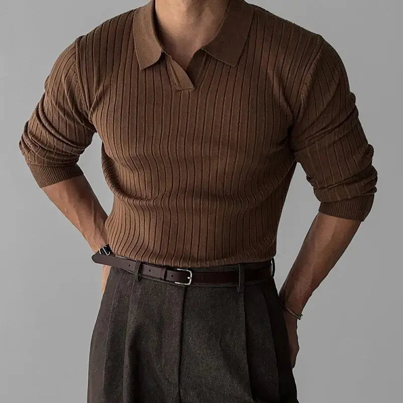 Spring-Clothing-Men-s-Light-Luxury-V-Neck-Knitted-Jacquard-Polo-Shirt-Solid-Color-Long-sleeved.webp