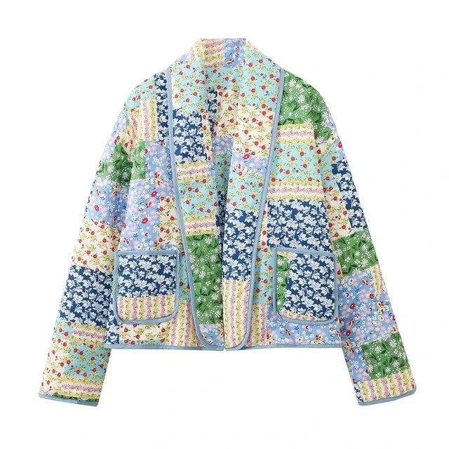 Elowen - Vintage patchwork Damen Blumenjacke