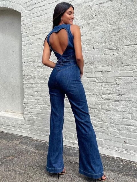 Elaiza - Figuur-benadrukkend denim jumpsuit voor dames