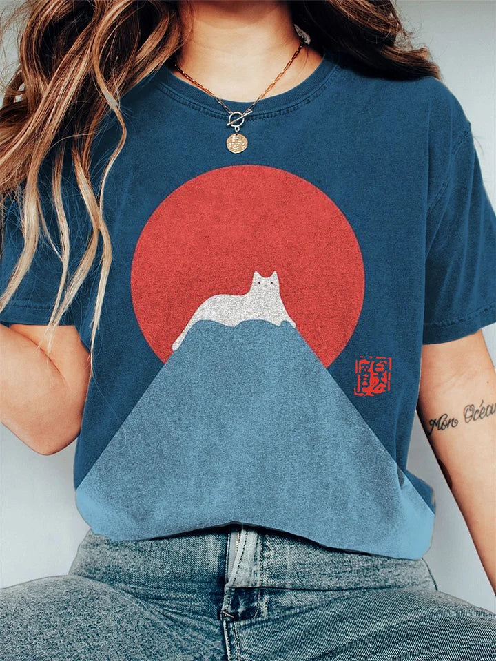 Fuji kat op berg opdruk T-shirt - Dallas