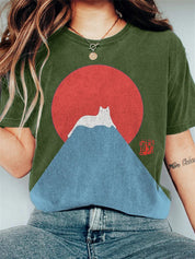 Fuji kat op berg opdruk T-shirt - Dallas