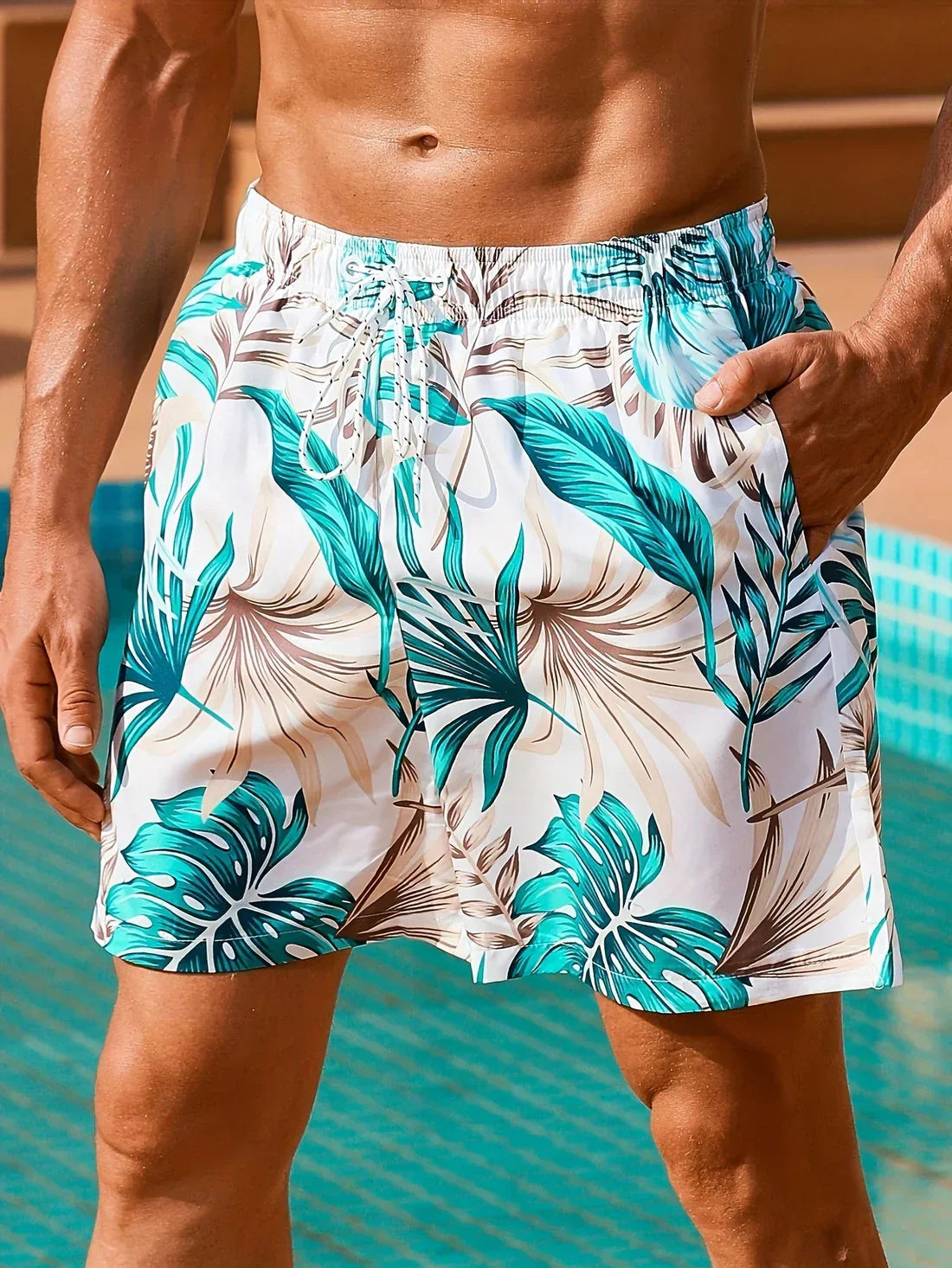 Tropische zwemshort met zakken - Calvin