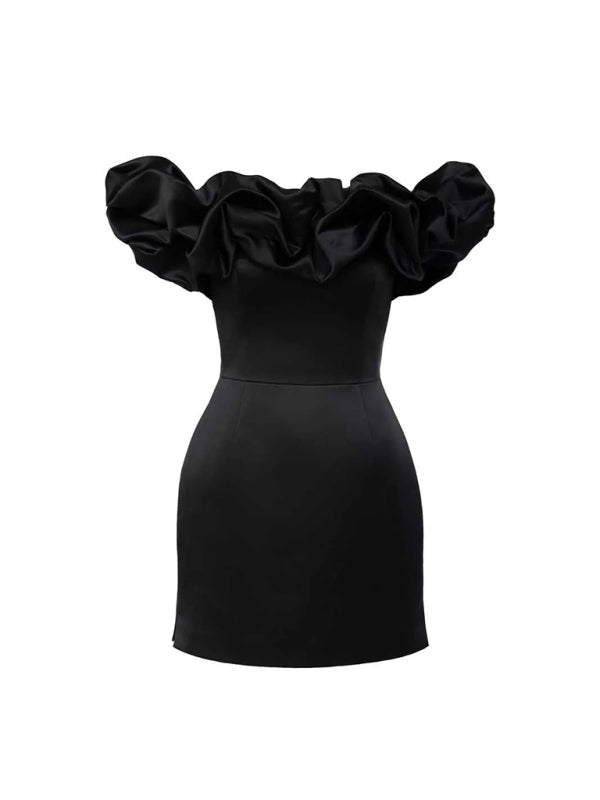 Off-the-shoulder satijnen jurk met ruches - Kennedy