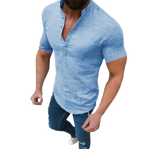 Modieus linnen zomershirt met v-hals - Damien