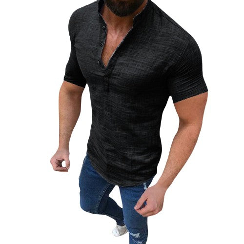Modieus linnen zomershirt met v-hals - Damien