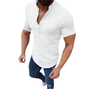 Modieus linnen zomershirt met v-hals - Damien