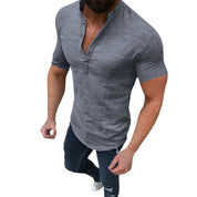 Modieus linnen zomershirt met v-hals - Damien